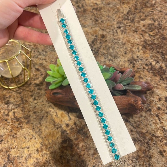 Swarovski Elements Crystal Blue Tennis Bracelet - Picture 8 of 9